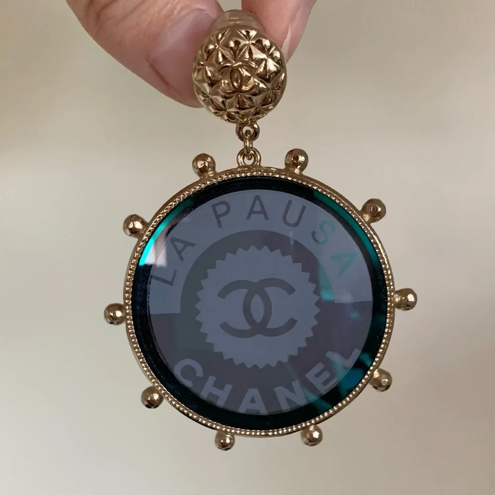 Chanel Large Logo Disc Earrings